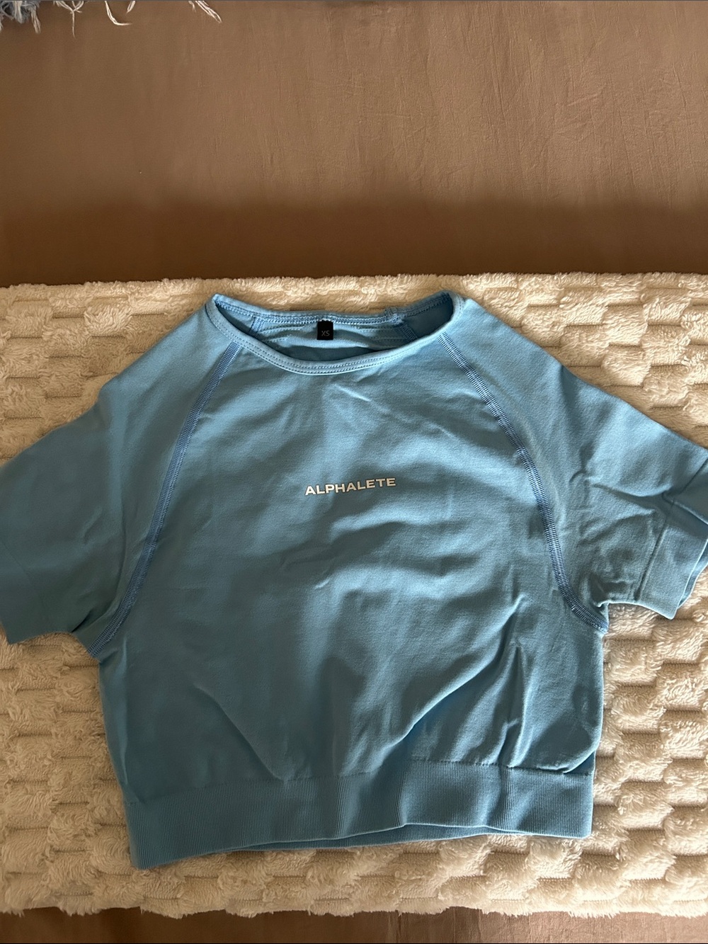 Alphalete Sky Blue Short Sleeve Cropped Tee
